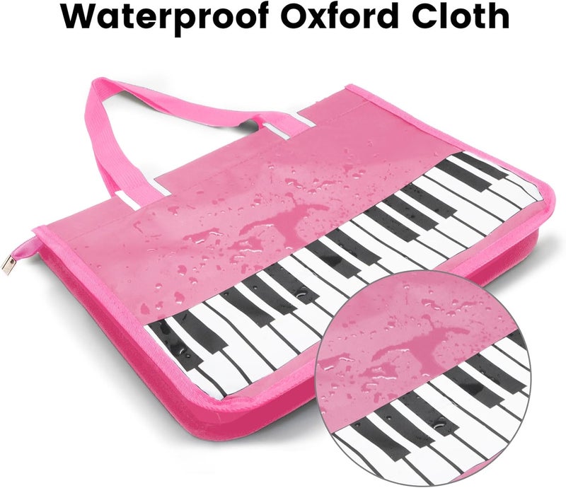 BestSounds Piano Bag, Zipper Waterproof Oxford Cloth Music Piano Accessories Book Bag Tote for Students Kids, Girls, Women, Gifts for Music Lovers Musicians (Pink) - Image 5